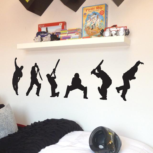 6 Piece Cricket Players Wall Sticker Set East Urban Home Colour: Black on Productcaster.