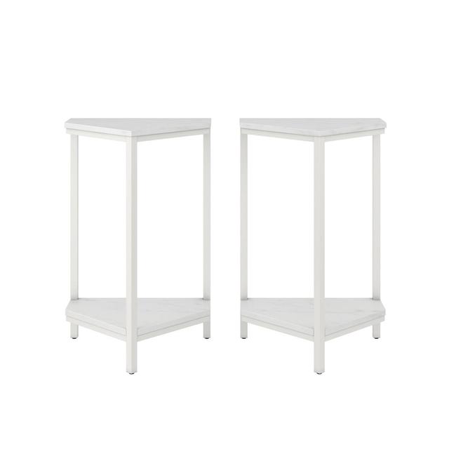 Scarlett Side Table (Set of 2) CosmoLiving by Cosmopolitan Table Base Colour: White, Table Top Colour: White on Productcaster.