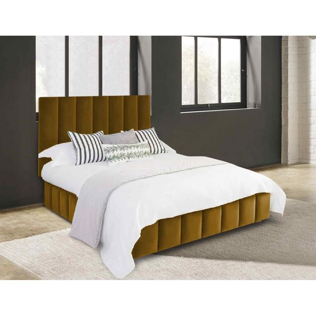 Nora Bed Small Double Plush Velvet Black Envisage Trade Colour: Mustard, Size: Small Double (4') on Productcaster.