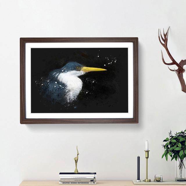 Pied Heron - Picture Frame Graphic Art Print East Urban Home Size: 24cm H x 33cm W x 2cm D, Frame Option: Walnut Framed on Productcaster.