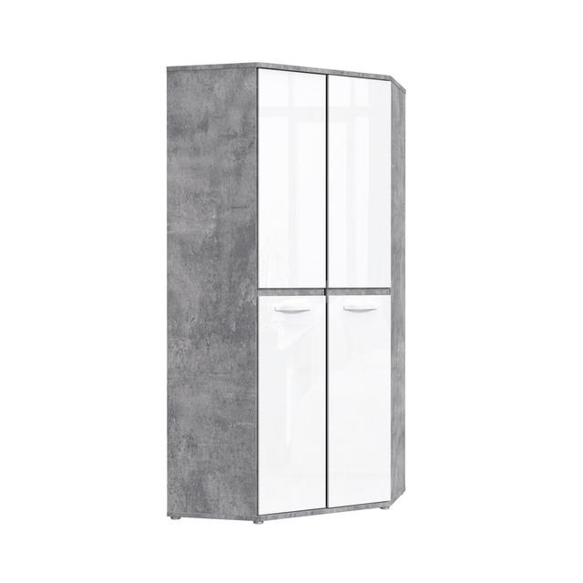 2 Door Corner Wardrobe with shelves and clothes rail, Gray/White, 165 cm W x 208 cm H x 52 cm D 17 Stories on Productcaster.