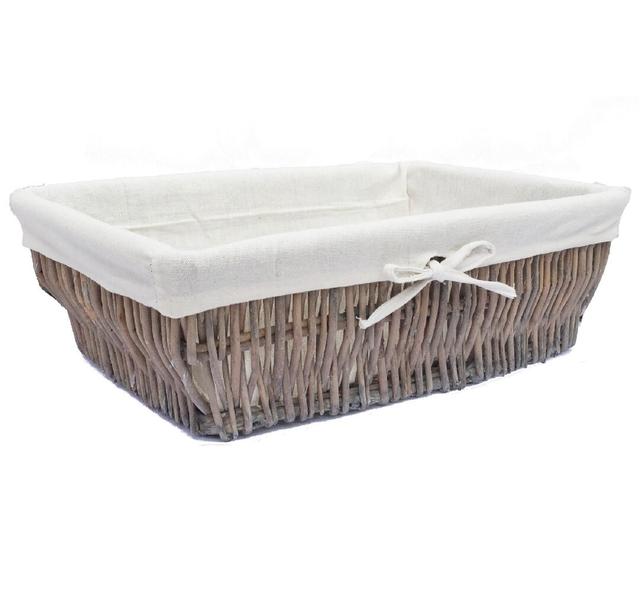 Wicker Basket Brambly Cottage Size: 12cm H x 38.5cm W x 24.5cm D, Colour: Grey on Productcaster.