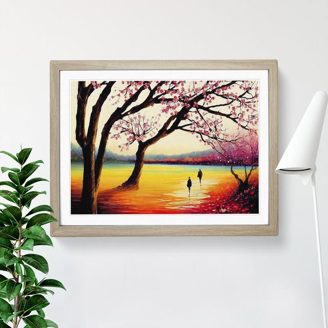 Cherry Blossom Tree Park Vol.5 - Picture Frame Painting Marlow Home Co. Size: 34cm H x 46cm W x 2cm D, Frame Colour: Oak on Productcaster.