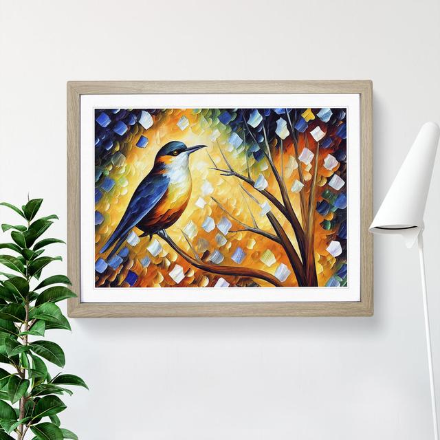 Flawless Bird Abstract - Picture Frame Graphic Art Marlow Home Co. Size: 25cm H x 34cm W x 2cm D, Frame Colour: Oak on Productcaster.