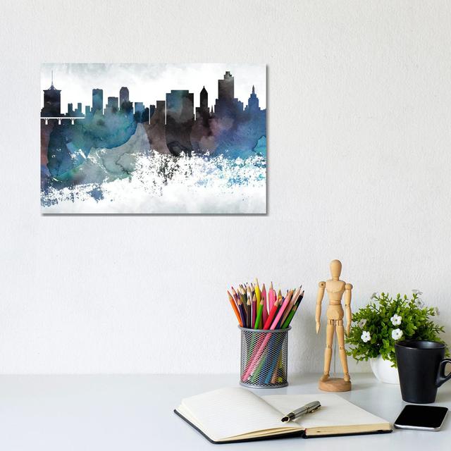 Tulsa Bluish Skyline by WallDecorAddict - Wrapped Canvas Painting Latitude Run Size: 20.32cm H x 30.48cm W x 1.91cm D on Productcaster.