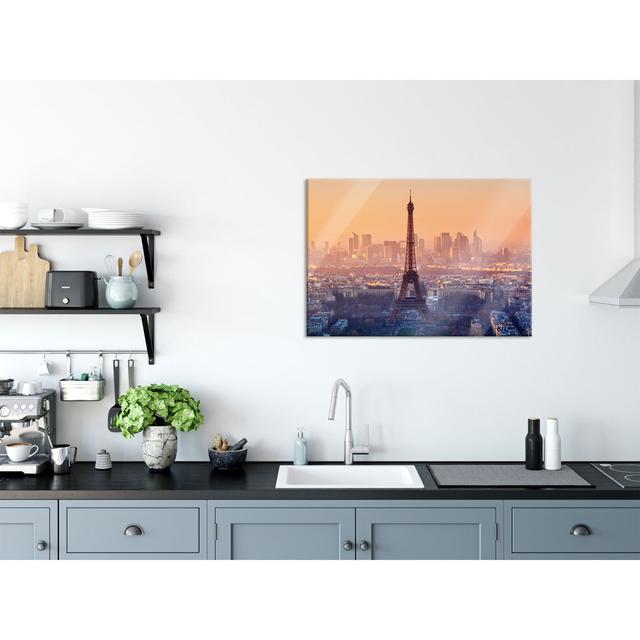 Panorama Eiffel Tower at sunset - Unframed Photograph on Glass Brayden Studio Size: 70cm H x 100cm W on Productcaster.