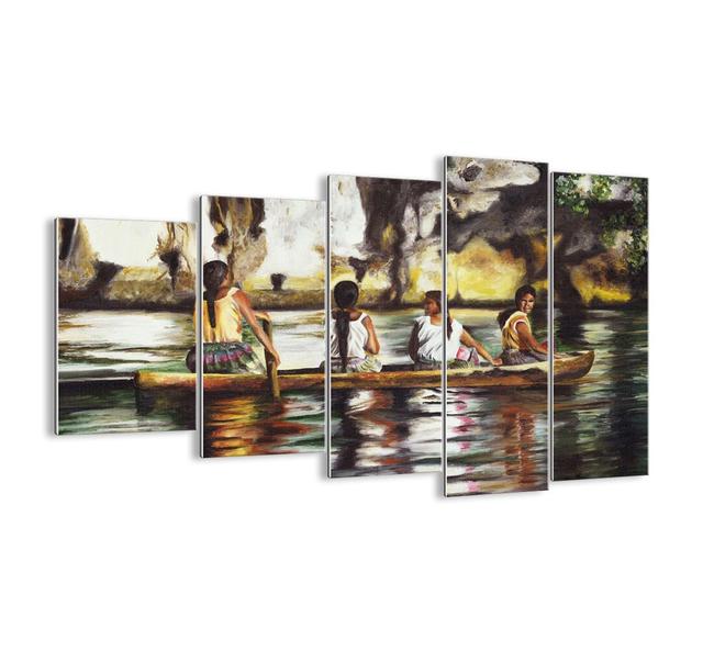 In a Polynesian Paradise - 5 Piece Unframed Painting Print Set on Glass Bloomsbury Market Size: 100cm H x 150cm W x 1.8cm D on Productcaster.