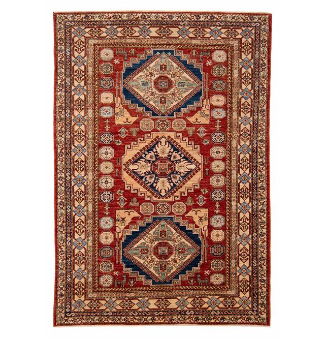 Alexious Geometric Hand-Knotted Rectangle: 242' X 167' Red Area Rug Latitude Vive on Productcaster.