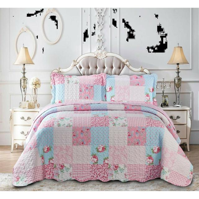 Stanway August Grove Bedspread Set with a pillow August Grove Size: W255 x L275cm, Colour: Pink on Productcaster.