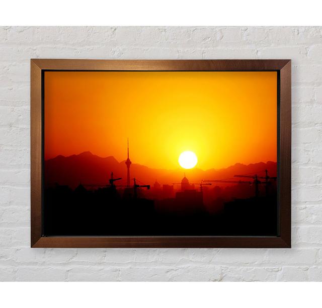 Blazing Sun Over The Harbour Framed Print Ebern Designs Size: 100cm H x 141.4cm W on Productcaster.