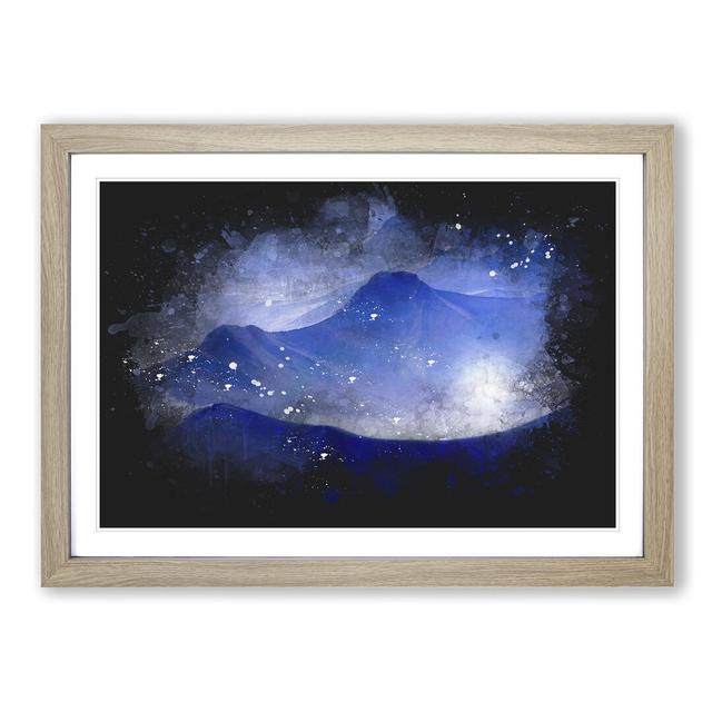 Purple & Blue Mountain Tops Paint Splash - Picture Frame Graphic Art East Urban Home Frame Option: Oak Framed, Size: 45cm H x 63cm W x 2cm D on Productcaster.