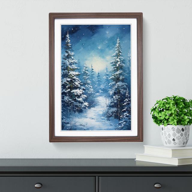 Winter Forest Tachisme - Single Picture Frame Print on Wood Alpen Home Size: 64cm H x 46cm W x 2cm D, Frame Colour: Walnut on Productcaster.