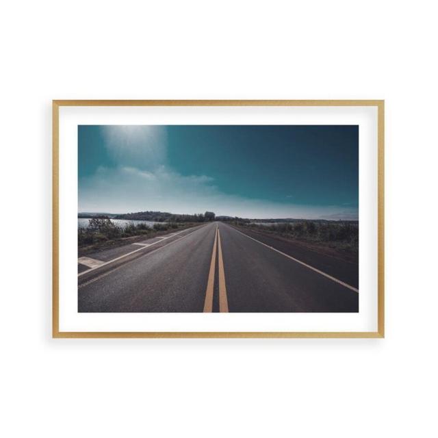 Endless Road Photograph Blim and Blum Format: Brushed Copper Frame, Size: 31 cm H x 41 cm W x 2.5 cm D on Productcaster.