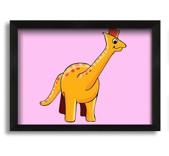 Big Herbivore Dinosaur Long Neck Pink - Graphic Art on Canvas Zoomie Kids on Productcaster.