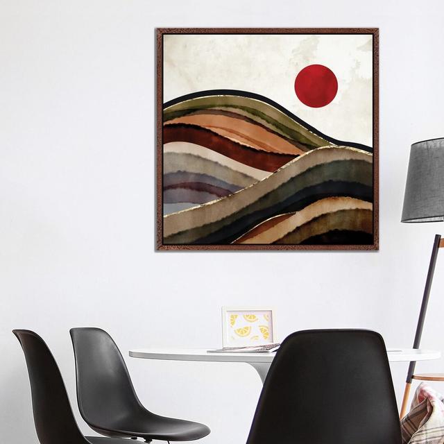 Fall Abstract - Print on Canvas 17 Stories Format: Classic Brown Wood Framed, Size: 93.98cm H x 93.98cm W x 3.81cm D on Productcaster.