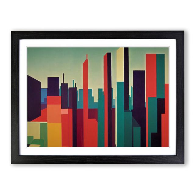 Creative Abstract City Skyline - Picture Frame Graphic Art 17 Stories Frame Colour: Black, Size: 46cm H x 64cm W x 2cm D on Productcaster.