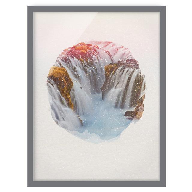 Brúarfoss Waterfall in Iceland - Picture Frame Graphic Art Union Rustic Size: 70cm H x 50cm W x 2cm D, Frame Option: Grey Framed on Productcaster.