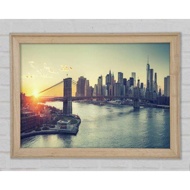 Bridge In New York Over The Water - Single Picture Frame Art Prints Brayden Studio Size: 84.1cm H x 118.9cm W x 1.5cm D on Productcaster.