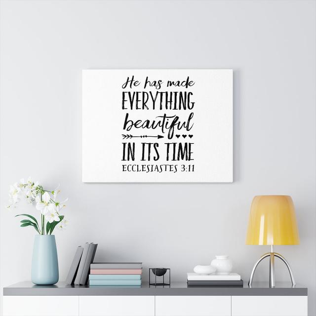 Everything Beautiful Ecclesiastes 3:11 - Wrapped Canvas Typography Blue Elephant Size: 28cm H x 36cm W on Productcaster.