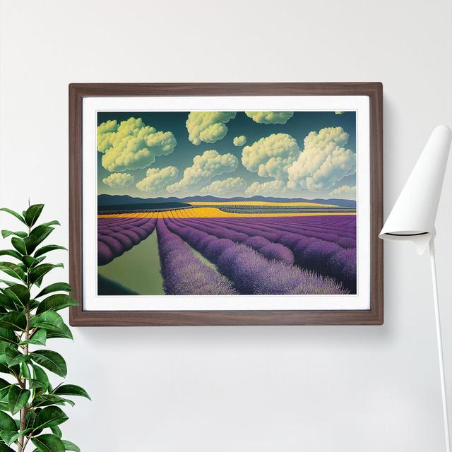 Luscious Lavender Flower Field - Picture Frame Graphic Art Lily Manor Frame Colour: Walnut, Size: 46cm H x 64cm W x 2cm D on Productcaster.