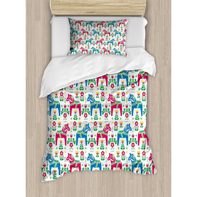 Cebastian Graphic Print & Text [EU ONLY] Duvet Cover Set with Pillowcases 17 Stories Size: Single - 1 Standard Pillowcase on Productcaster.