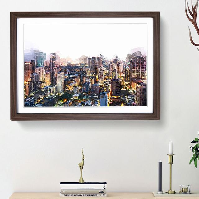 Bangkok Skyline in Thailand in Abstract - Picture Frame Graphic Art Print on MDF East Urban Home Frame Option: Walnut Framed, Size: 27cm H x 36cm W x on Productcaster.