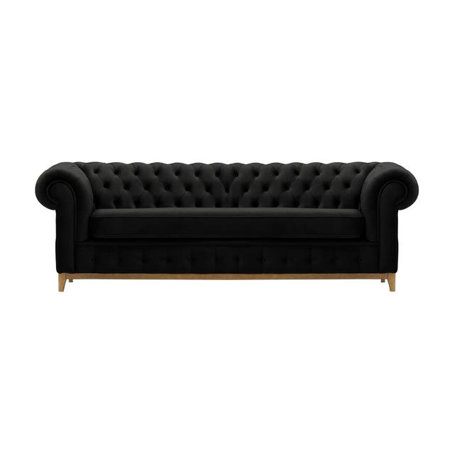 Fromm 4 Seater Chesterfield Sofa Marlow Home Co. Leg Colour: Oak, Upholstery Colour: Black on Productcaster.