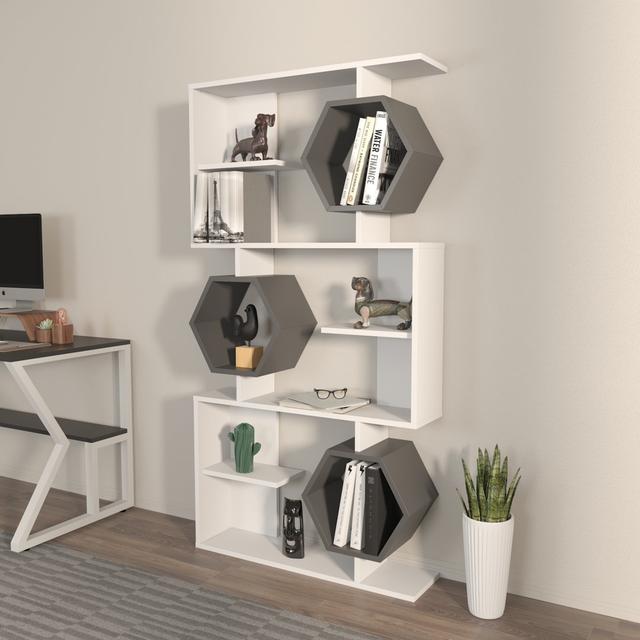 Lile Bookcase Latitude Run Colour: White/Black on Productcaster.