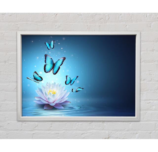 Butterflies Above the Lilly Latitude Run Size: 100cm H x 141.4cm W x 3.3cm D, Format: White Framed Canvas on Productcaster.