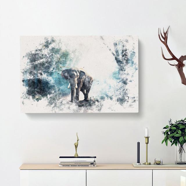 Elephant Roaming in a Green Forest - Wrapped Canvas Graphic Art Print East Urban Home Size: 35cm H x 50cm W x 3cm D on Productcaster.