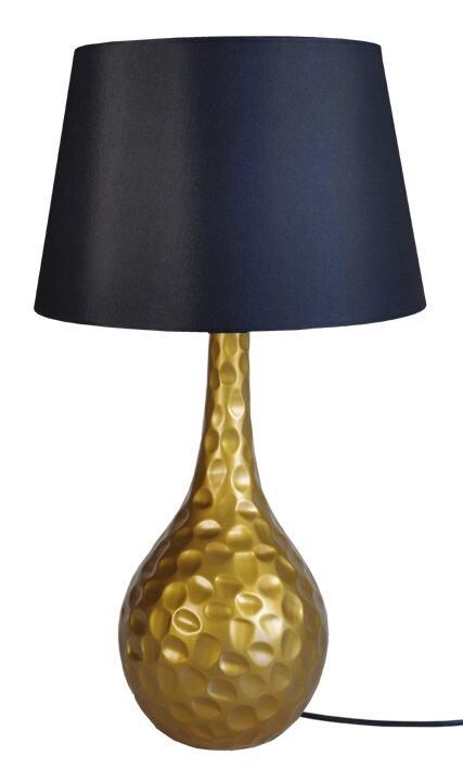 Bonaire 73cm Table Lamp Highland Dunes Base Colour: Gold, Shade Colour: Black on Productcaster.