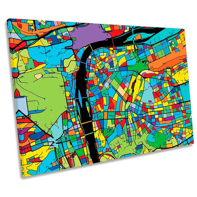 Prague City Modern Map - Wrapped Canvas Graphic Art Metro Lane Size: 81.3cm H x 121.9cm W x 4cm D on Productcaster.