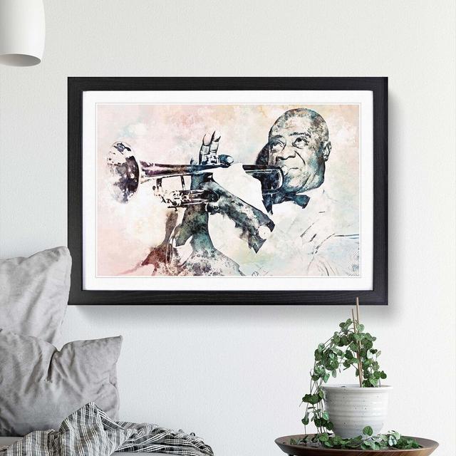 Louis Armstrong in Abstract - Picture Frame Painting Print East Urban Home Size: 35cm H x 50cm W x 2cm D, Frame Option: Black on Productcaster.