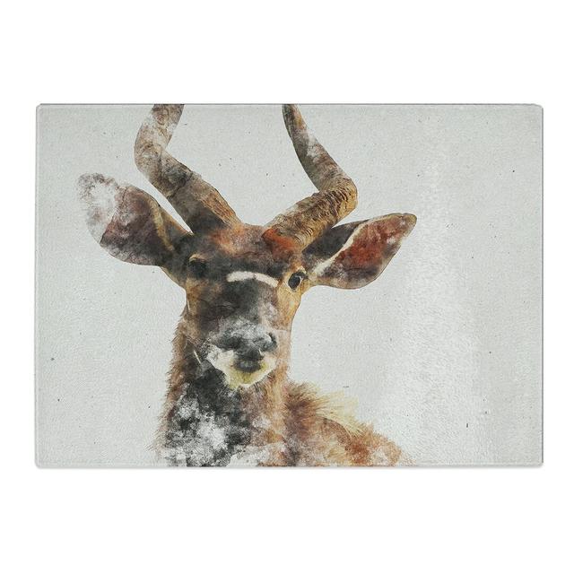 A Curious Antelope Watercolour Chopping Board East Urban Home Size: 0.4cm H x 28.5cm W x 39cm L on Productcaster.