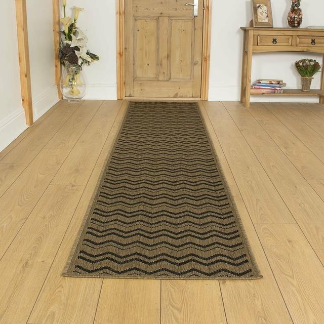 Andres Chevron Hand Woven Flatweave Dark Brown Area Rug Latitude Run Rug Size: Runner 66 x 570cm on Productcaster.