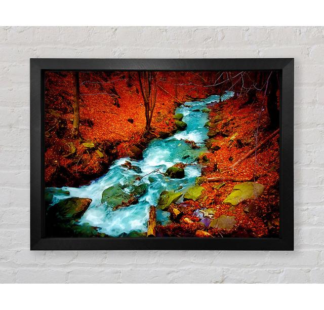 Red Autumn Stream Framed Print Ebern Designs Size: 100cm H x 141.4cm W x 3.4cm D, Format: Ventura Bronze Framed Paper on Productcaster.