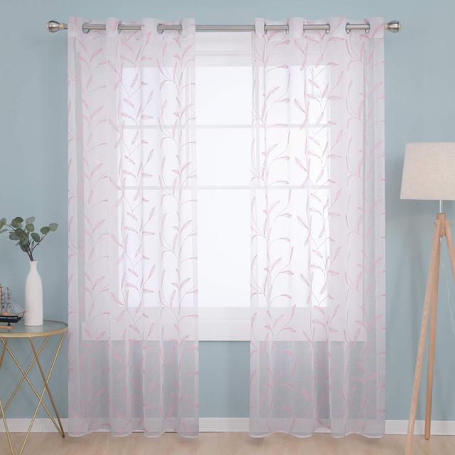 Leary Polyester Light Filtering Grommet / Eyelet Curtain Pair Lark Manor Panel Size: 55cm Width x 175cm Drop, Curtain Colour: Pink on Productcaster.