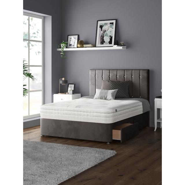 New Fairfield Divan Bed Base Fairmont Park Colour: Charcoal, Size: Double (4'6), Storage Type: 2 Foot-end Drawers on Productcaster.