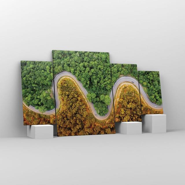 Aerial Way Forest - 4 Piece Wrapped Canvas Graphic Art Ebern Designs Size: 90cm H x 160cm W x 1.8cm D on Productcaster.