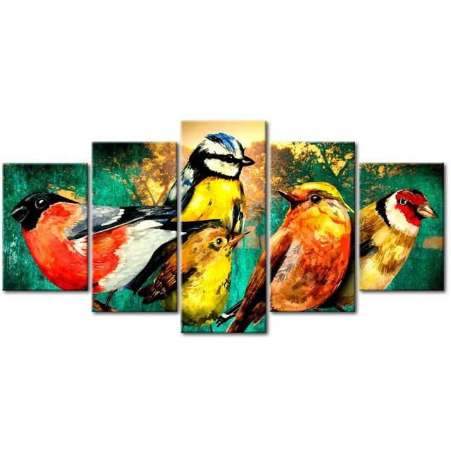 'Birds Meeting' Graphic Art Multi-Piece Image on Wrapped Canvas East Urban Home Size: 100 cm H x 200 cm W on Productcaster.