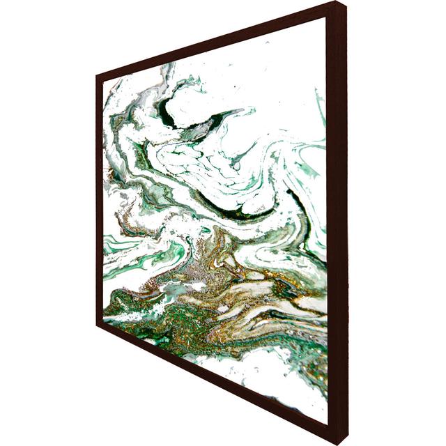 McBaine Green & Gold Marble - Print Fairmont Park Size: 61cm H x 61cm W x 4cm D, Format: Brown Framed on Productcaster.