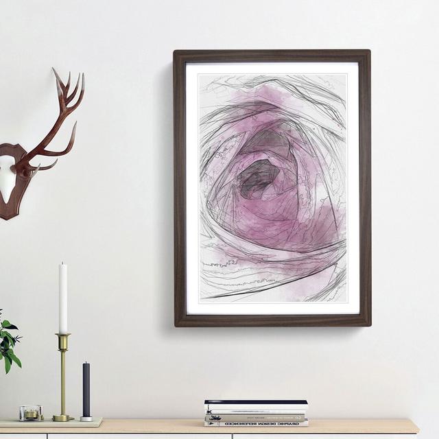 The Heart of a Pink Rose in Abstract - Picture Frame Graphic Art Print on MDF East Urban Home Frame Option: Walnut Framed, Size: 36cm H x 27cm W x 2cm on Productcaster.