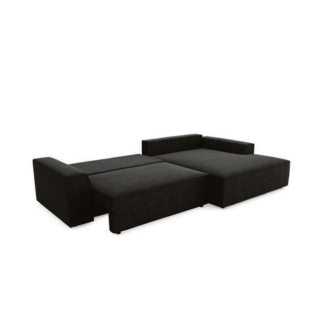 Ecksofa Aarthi mit Bettfunktion ModernMoments Farbe der Polsterung: Schwarz, Ausrichtung: Rechts ausgerichtet on Productcaster.