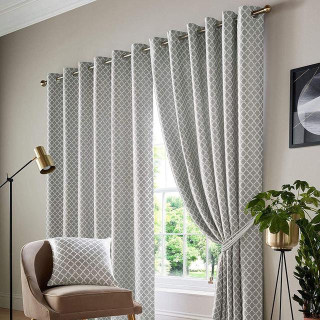 Dareece Cotswold Eyelet Ring Top Curtains (Set of 2) Rosalind Wheeler Colour: Silver, Panel Size: Width 228 x Drop 228 cm on Productcaster.