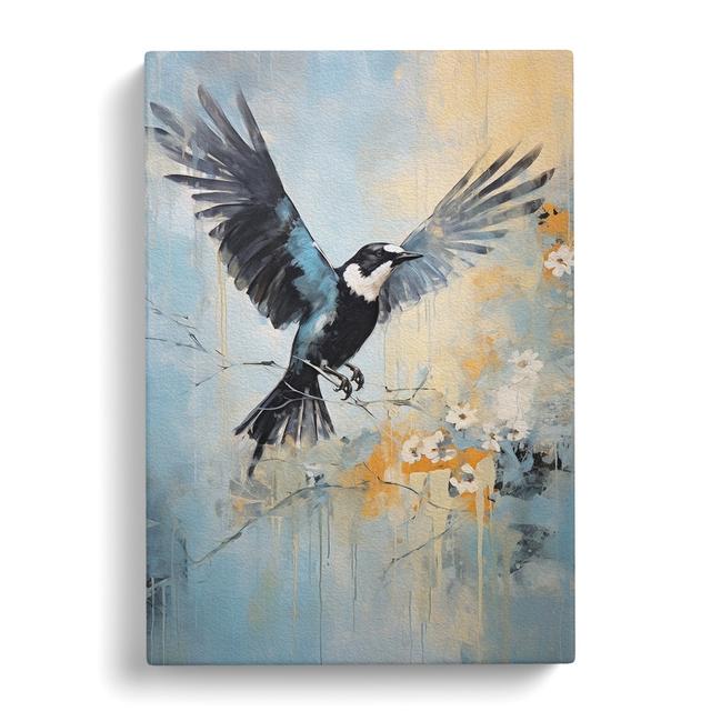 Magpie Gestural Art - No Frame Art Prints Marlow Home Co. Size: 76cm H x 50cm W x 3cm D on Productcaster.