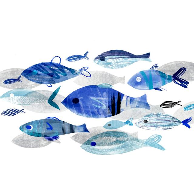 Fish Parade II by Annie Warren - Print Highland Dunes Size: 81cm H x 122cm W x 3.8cm D on Productcaster.