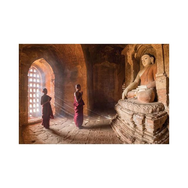 Two Young Novice Monks Praying to Buddha in an Old Temple in Bagan, Myanmar by Jan Becke - Wrapped Canvas Art Prints Latitude Vive Size: 66.04cm H x 1 on Productcaster.