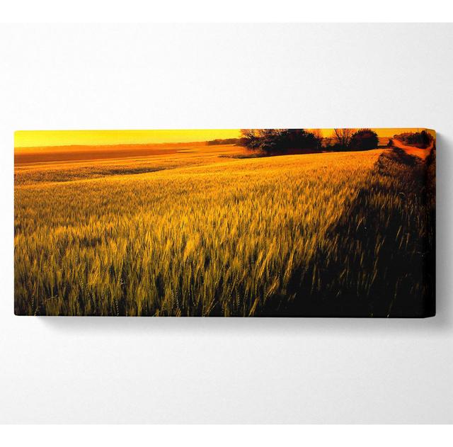 Sunset Over Wheat Field - Wrapped Canvas Art Prints Rosalind Wheeler Size: 40.6cm H x 101.6cm W on Productcaster.