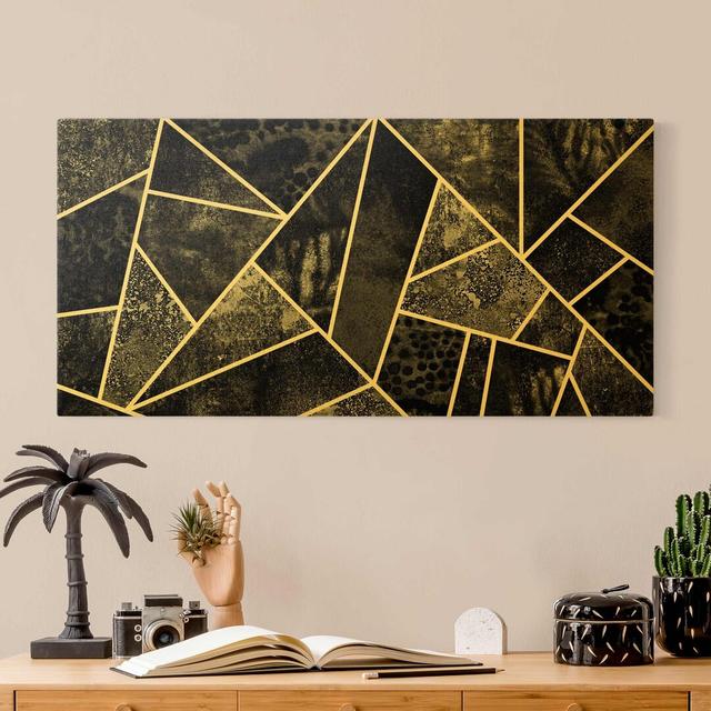 Elisabeth Fredriksson - Golden Geometry - Wrapped Canvas Graphic Art Canora Grey Colour: Grey, Size: 30cm H x 60cm W on Productcaster.