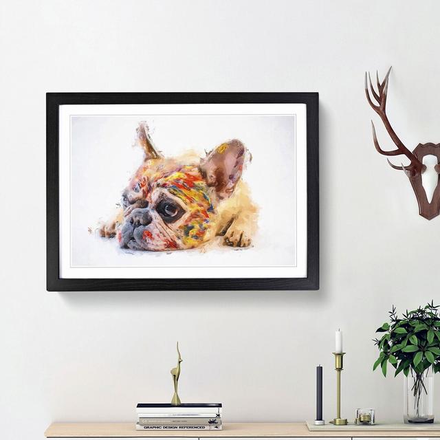 Painted French Bulldog in Abstract - Picture Frame Painting Print on MDF East Urban Home Size: 27cm H x 36cm W x 2cm D, Frame Option: Black Framed on Productcaster.